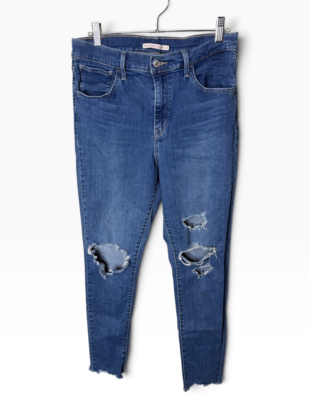 Levi's Blue 720 High Rise Super Skinny Distressed Jeans Sz 31x30